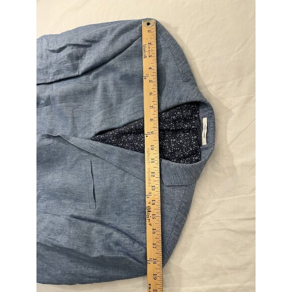 BAR III 100% linen formal chambray blazer 40S Suit lightweight jacket - Picture 3 of 11